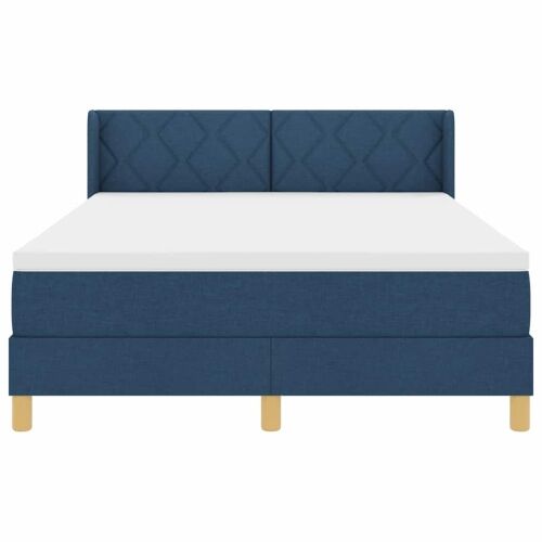 Box spring krevet s uzglavljem Plava 200 x 160 cm tkanina - Plava 160 x 200 cm Dizajn s rombovima Cijena