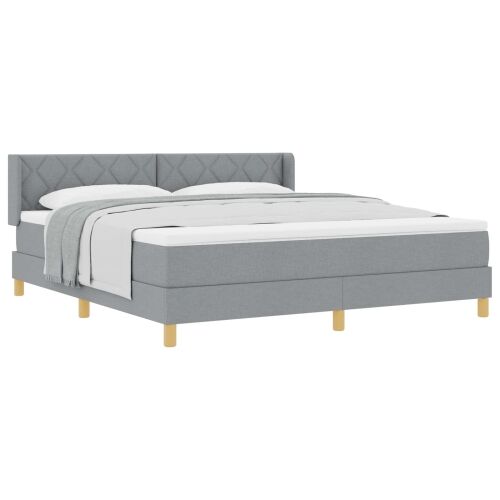 Box spring krevet Svijetlo siva 200 x 180 cm tkanina - Svjetlosiva 180 x 200 cm Dizajn s rombovima Cijena