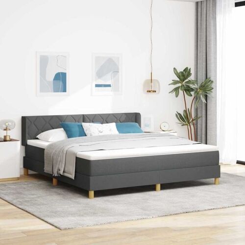 Box spring krevet Tamno siva 200 x 180 cm tkanina - Tamno siva 180 x 200 cm Dizajn s rombovima Cijena