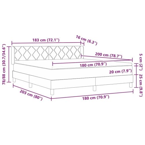 Box spring krevet Tamno smeđa 200 x 180 cm tkanina - Tamno smeđa 180 x 200 cm Dizajn s rombovima Cijena