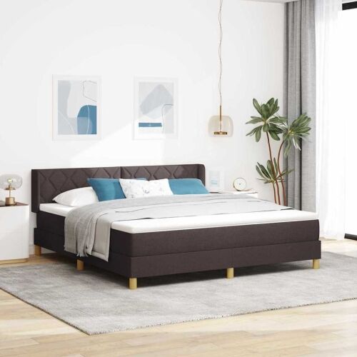 Box spring krevet Tamno smeđa 200 x 180 cm tkanina - Tamno smeđa 180 x 200 cm Dizajn s rombovima Cijena