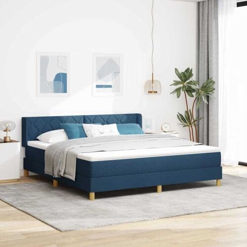 Box spring krevet s uzglavljem Plava 200 x 180 cm tkanina - Plava 180 x 200 cm Dizajn s rombovima Cijena