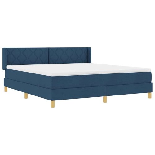 Box spring krevet s uzglavljem Plava 200 x 180 cm tkanina - Plava 180 x 200 cm Dizajn s rombovima Cijena