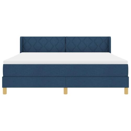 Box spring krevet s uzglavljem Plava 200 x 180 cm tkanina - Plava 180 x 200 cm Dizajn s rombovima Cijena