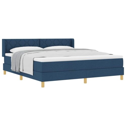 Box spring krevet s uzglavljem Plava 200 x 180 cm tkanina - Plava 180 x 200 cm Dizajn s rombovima Cijena