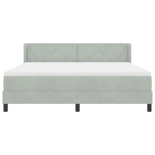Box spring krevet Svijetlo siva 200 x 180 cm Baršun - Svjetlosiva 180 x 200 cm Kristal s dugmadima Cijena