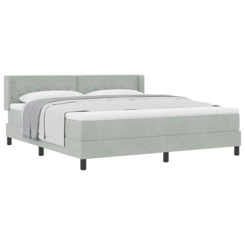 Box spring krevet Svijetlo siva 200 x 180 cm Baršun - Svjetlosiva 180 x 200 cm Kristal s dugmadima Cijena