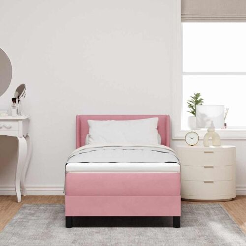 Box spring krevet Ružičasta 200 x 100 cm Baršun - Ružičasta 100 x 200 cm Prošiveno gumbima Cijena