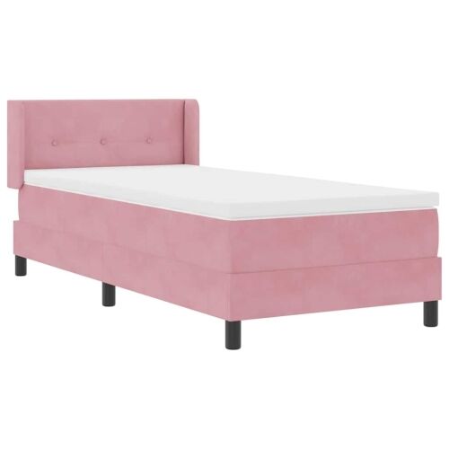Box spring krevet Ružičasta 200 x 100 cm Baršun - Ružičasta 100 x 200 cm Prošiveno gumbima Cijena