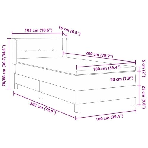 Box spring krevet Ružičasta 200 x 100 cm Baršun - Ružičasta 100 x 200 cm Prošiveno gumbima Cijena