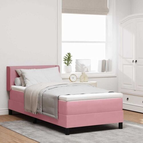 Box spring krevet Ružičasta 200 x 100 cm Baršun - Ružičasta 100 x 200 cm Prošiveno gumbima Cijena