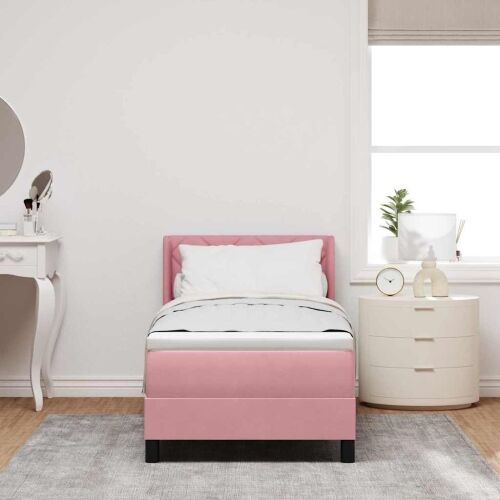 Box spring krevet Ružičasta 200 x 80 cm Baršun - Ružičasta 80 x 200 cm Dizajn s rombovima Cijena