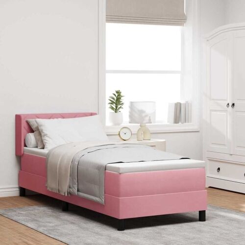 Box spring krevet Ružičasta 200 x 80 cm Baršun - Ružičasta 80 x 200 cm Dizajn s rombovima Cijena
