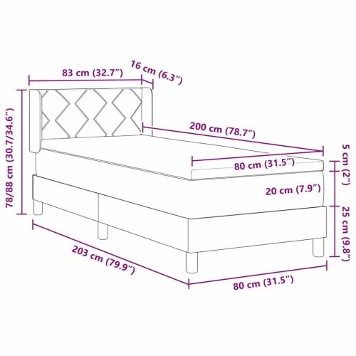Box spring krevet Ružičasta 200 x 80 cm Baršun - Ružičasta 80 x 200 cm Dizajn s rombovima Cijena
