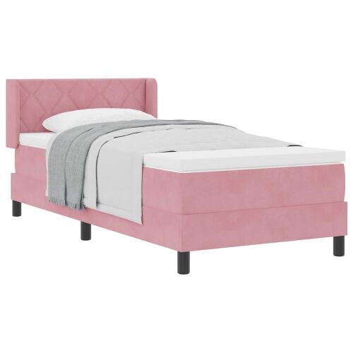 Box spring krevet Ružičasta 190 x 90 cm Baršun - Ružičasta 90 x 190 cm Dizajn s rombovima Cijena