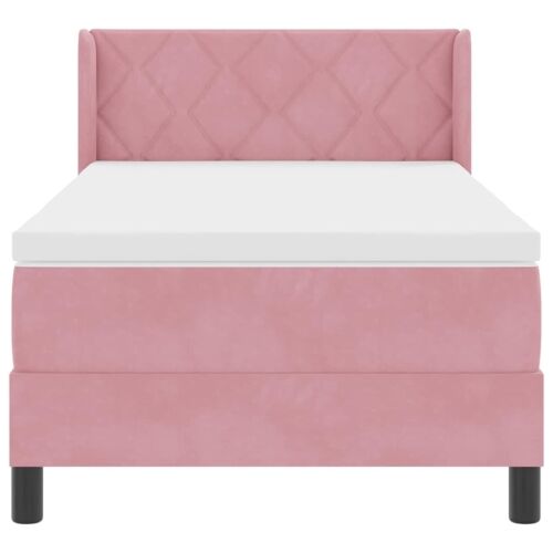Box spring krevet Ružičasta 190 x 90 cm Baršun - Ružičasta 90 x 190 cm Dizajn s rombovima Cijena