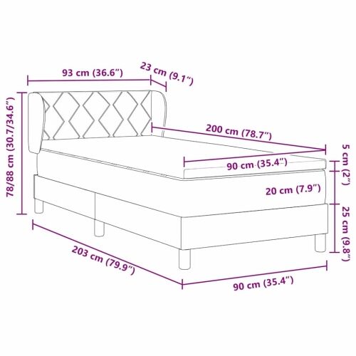 Box spring krevet Ružičasta 200 x 90 cm Baršun - Ružičasta 90 x 200 cm Dizajn s rombovima Cijena