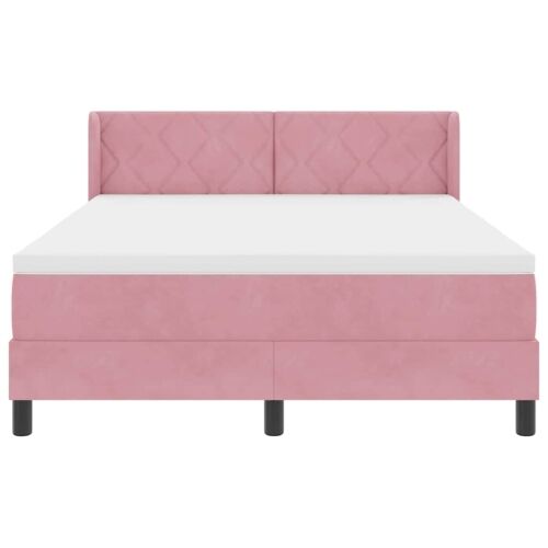 Box spring krevet Ružičasta 190 x 140 cm Baršun - Ružičasta 140 x 190 cm Dizajn s rombovima Cijena