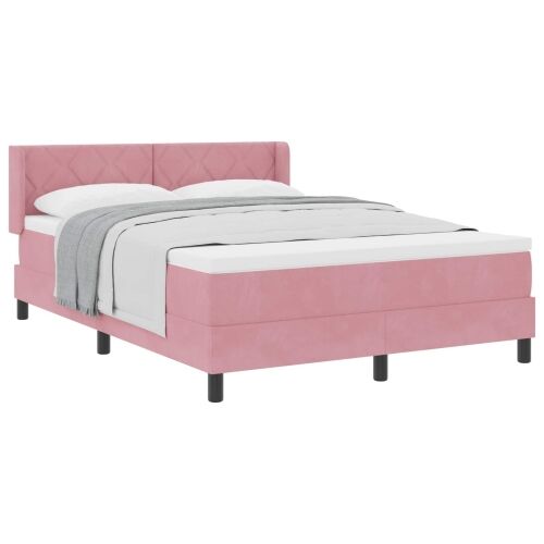 Box spring krevet Ružičasta 200 x 140 cm Baršun - Ružičasta 140 x 200 cm Dizajn s rombovima Cijena