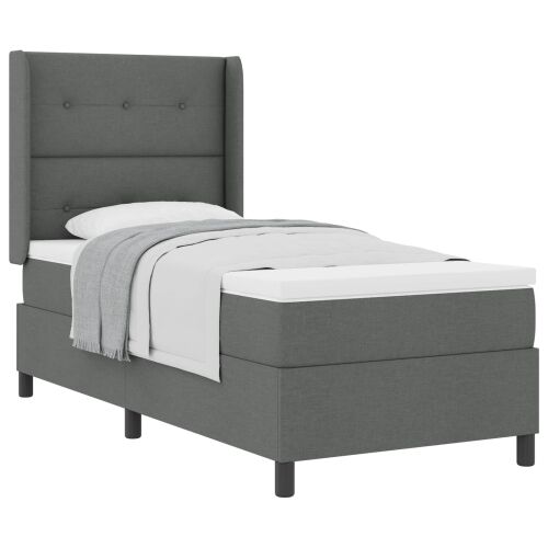 Box spring krevet Tamno siva 200 x 100 cm tkanina - Tamno siva 100 x 200 cm Prošiveno gumbima Cijena