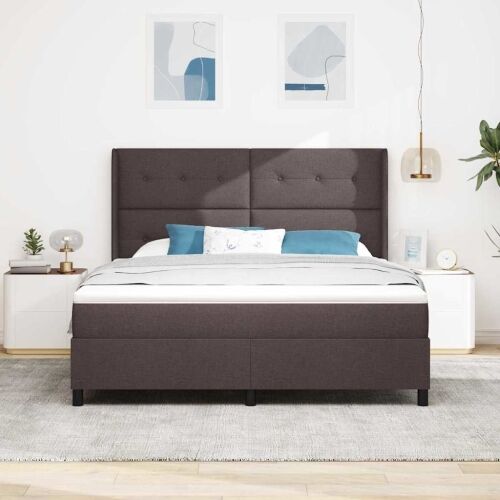 Box spring krevet Tamno smeđa 200 x 180 cm tkanina - Tamno smeđa 180 x 200 cm Prošiveno gumbima Cijena