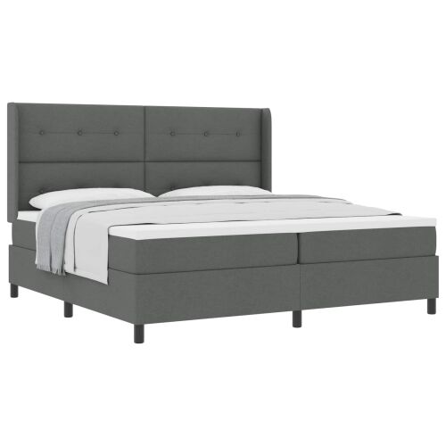 Box spring krevet Tamno siva 200 x 200 cm tkanina - Tamno siva 200 x 200 cm Prošiveno gumbima Cijena