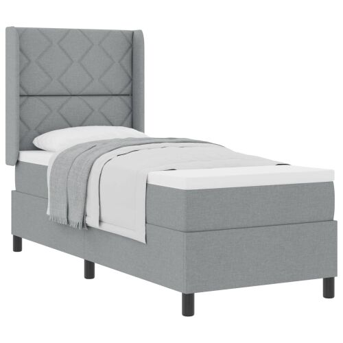 Box spring krevet Svijetlo siva 190 x 90 cm tkanina - Svjetlosiva 90 x 190 cm Dizajn s rombovima Cijena