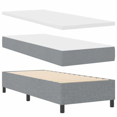 Box spring krevet Svijetlo siva 190 x 90 cm tkanina - Svjetlosiva 90 x 190 cm Dizajn s rombovima Cijena