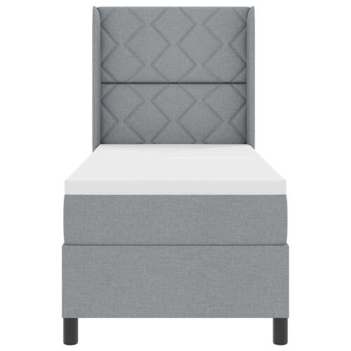 Box spring krevet Svijetlo siva 190 x 90 cm tkanina - Svjetlosiva 90 x 190 cm Dizajn s rombovima Cijena