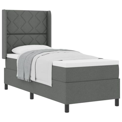 Box spring krevet Tamno siva 190 x 90 cm tkanina - Tamno siva 90 x 190 cm Dizajn s rombovima Cijena