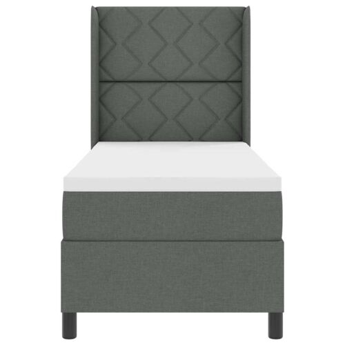 Box spring krevet Tamno siva 190 x 90 cm tkanina - Tamno siva 90 x 190 cm Dizajn s rombovima Cijena