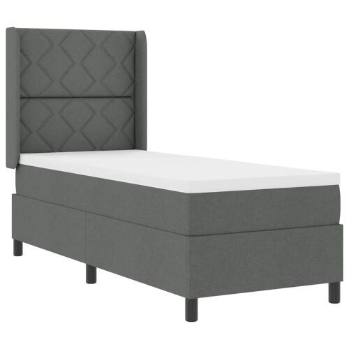 Box spring krevet Tamno siva 190 x 90 cm tkanina - Tamno siva 90 x 190 cm Dizajn s rombovima Cijena