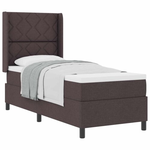 Box spring krevet Tamno smeđa 190 x 90 cm tkanina - Tamno smeđa 90 x 190 cm Dizajn s rombovima Cijena