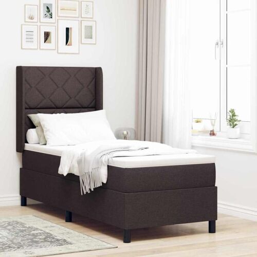 Box spring krevet Tamno smeđa 190 x 90 cm tkanina - Tamno smeđa 90 x 190 cm Dizajn s rombovima Cijena