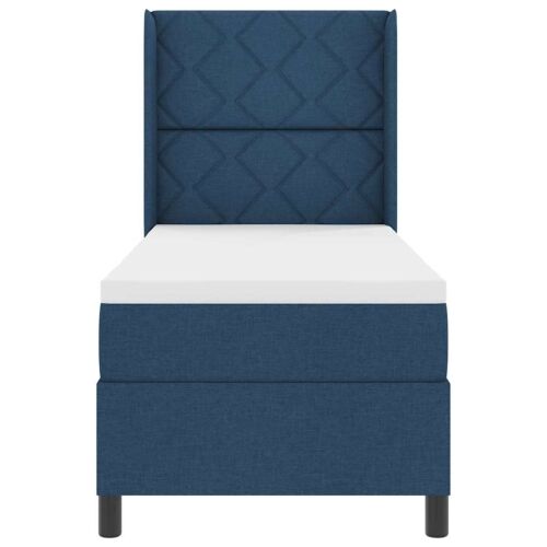Box spring krevet s jastukom Plava 190 x 90 cm tkanina - Plava 90 x 190 cm Dizajn s rombovima Cijena