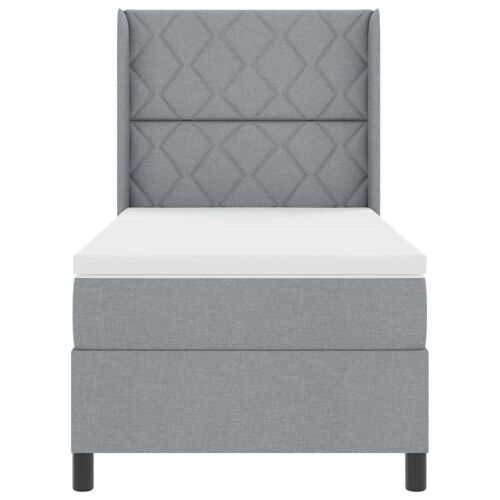 Box spring krevet Svijetlo siva 200 x 90 cm tkanina - Svjetlosiva 90 x 200 cm Dizajn s rombovima Cijena