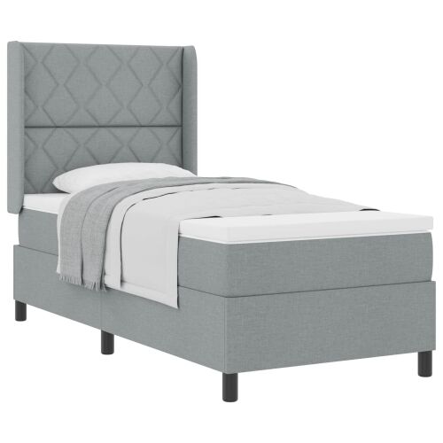 Box spring krevet Svijetlo siva 200 x 90 cm tkanina - Svjetlosiva 90 x 200 cm Dizajn s rombovima Cijena