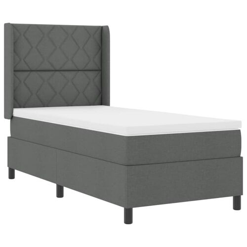 Box spring krevet Tamno siva 200 x 90 cm tkanina - Tamno siva 90 x 200 cm Dizajn s rombovima Cijena