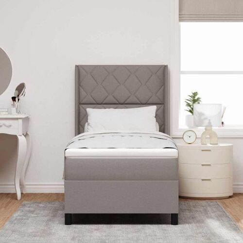 Box spring krevet Sivo-smeđa 200 x 90 cm tkanina - Sivo-smeđa 90 x 200 cm Dizajn s rombovima Cijena