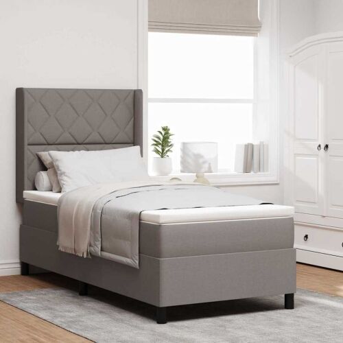 Box spring krevet Sivo-smeđa 200 x 90 cm tkanina - Sivo-smeđa 90 x 200 cm Dizajn s rombovima Cijena