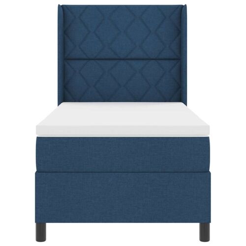 Box spring krevet s jastukom Plava 200 x 90 cm tkanina - Plava 90 x 200 cm Dizajn s rombovima Cijena