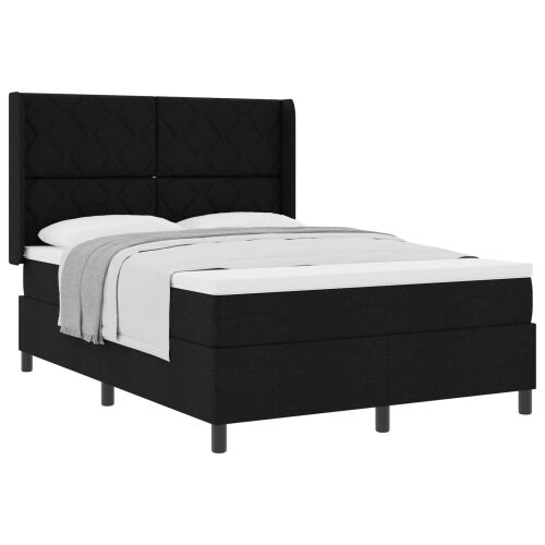 Box spring krevet s jastukom Crna 190 x 140 cm tkanina - Crna 140 x 190 cm Dizajn s rombovima Cijena