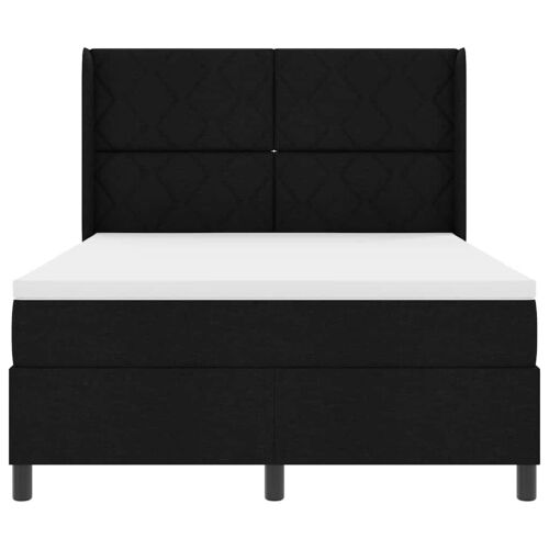 Box spring krevet s jastukom Crna 190 x 140 cm tkanina - Crna 140 x 190 cm Dizajn s rombovima Cijena