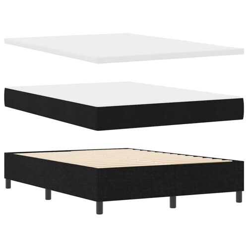Box spring krevet s jastukom Crna 190 x 140 cm tkanina - Crna 140 x 190 cm Dizajn s rombovima Cijena