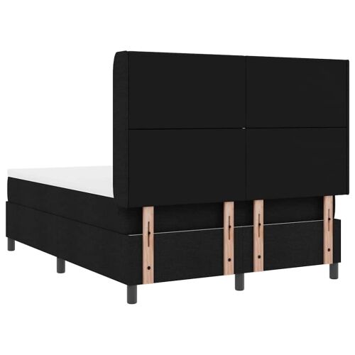 Box spring krevet s jastukom Crna 190 x 140 cm tkanina - Crna 140 x 190 cm Dizajn s rombovima Cijena