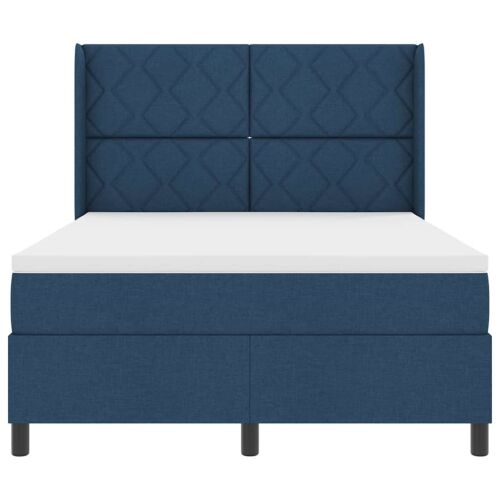 Box spring krevet s jastukom Plava 200 x 140 cm tkanina - Plava 140 x 200 cm Dizajn s rombovima Cijena