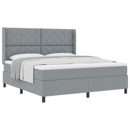 Box spring krevet Svijetlo siva 200 x 180 cm tkanina - Svjetlosiva 180 x 200 cm Dizajn s rombovima Cijena