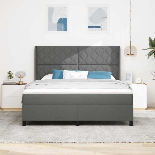 Box spring krevet Tamno siva 200 x 180 cm tkanina - Tamno siva 180 x 200 cm Dizajn s rombovima Cijena