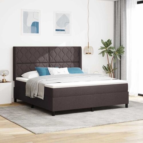 Box spring krevet Tamno smeđa 200 x 180 cm tkanina - Tamno smeđa 180 x 200 cm Dizajn s rombovima Cijena