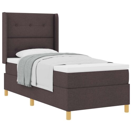 Box spring krevet Tamno smeđa 100 x 200 cm tkanina - Tamno smeđa 100 x 200 cm Prošiveno gumbima Cijena